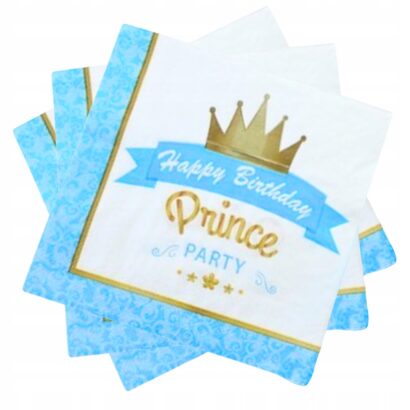 Serwetki Papierowe na Urodziny dla Chłopca Niebieskie PRINCE PARTY 20 szt.