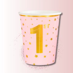Kubeczki Papierowe Kubki na ROCZEK Urodziny dla Dziewczynki RÓŻOWE 6 szt. - obrazek 4