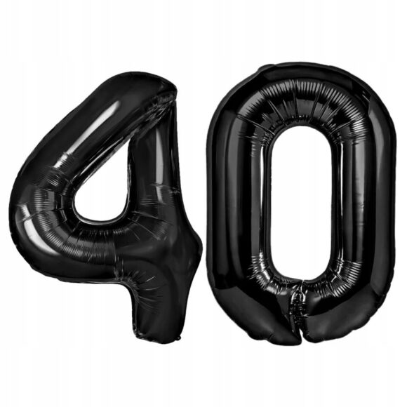 Zestaw Urodzinowy na 40 Urodziny BALONY GIRLANDA KURTYNA Złote Czarne 18szt - obrazek 3