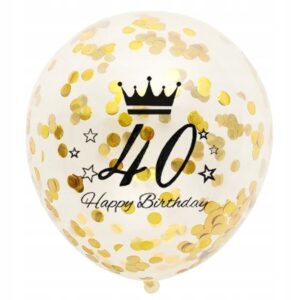 Balony na 40 Urodziny z KONFETTI Dekoracje Ozdoby Gadżety Urodzinowe 10 szt.