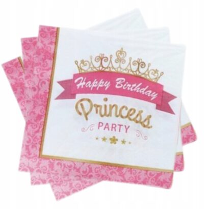 Serwetki Papierowe na Urodziny dla Dziewczynki Różowe PRINCESS PARTY 20 szt.