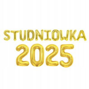 Balony Napis STUDNIÓWKA 2025 Foliowe DUŻE Złote Dekoracje na Studniówkę