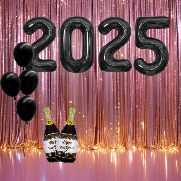 Balony STUDNIÓWKA 2025 Cyfry DEKORACJE Gadżety na Studniówkę CZARNE Napis - obrazek 4