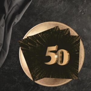 Serwetki Papierowe 3D Dekoracje na 50 Urodziny CZARNE ZŁOTE Eleganckie 20 szt. - obrazek 4