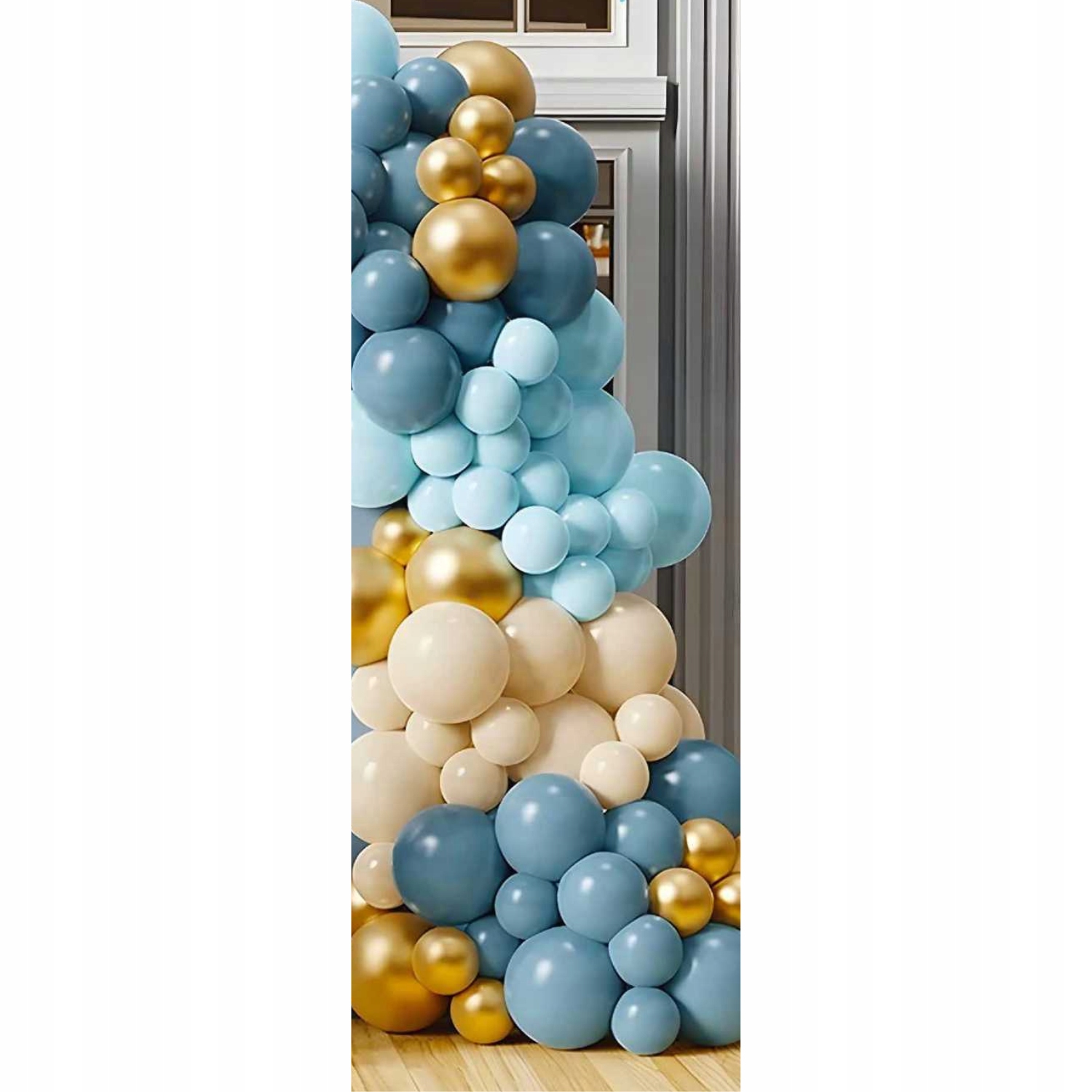 Girlanda balonowa niebiesko-złota, dekoracje, 122 elem. - obrazek 2