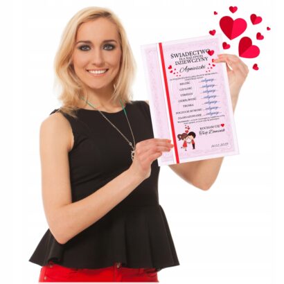 Świadectwo Prezent na Walentynki dla Dziewczyny A4 ANTYRAMA Personalizacja