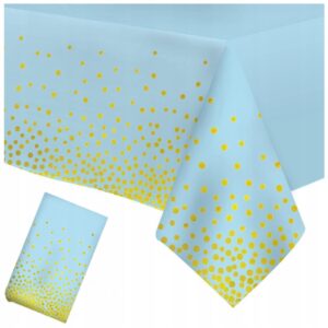 Obrus Foliowy Jednorazowy NIEBIESKI w KROPKI na Stół Urodziny 137x274 cm