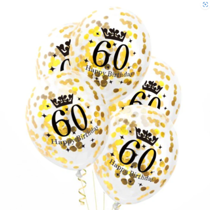 balony z konfetti na 60 urodziny